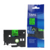 SBT tape for Brother TZeD31 12mm x 5m Black on Green, Fluorescent