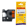 SBT tape for Dymo 18435 12mm x 5.5m Black on Orange, coloured vinyl label