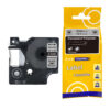 SBT tape for Dymo 18486 12mm x 5.5m Black on Metallic, permanent polyester label