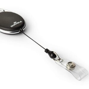 Kaardihoidja Durable Style, yo-yo mehhanismi, metallist karabiiniga, kinnitusklamber trukiga, must 1tk